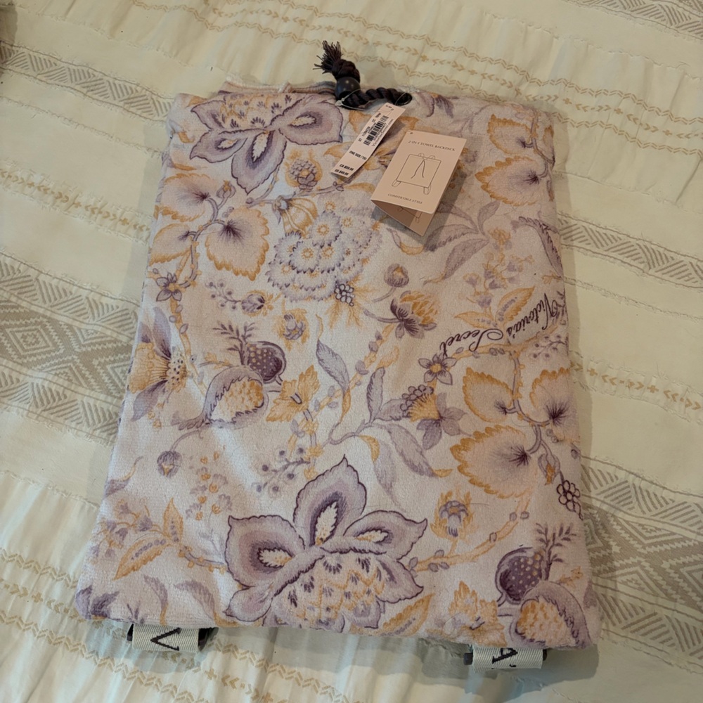 NWT- Victoria's Secret 2-in-1 Towel Backpack - Cream and Purple